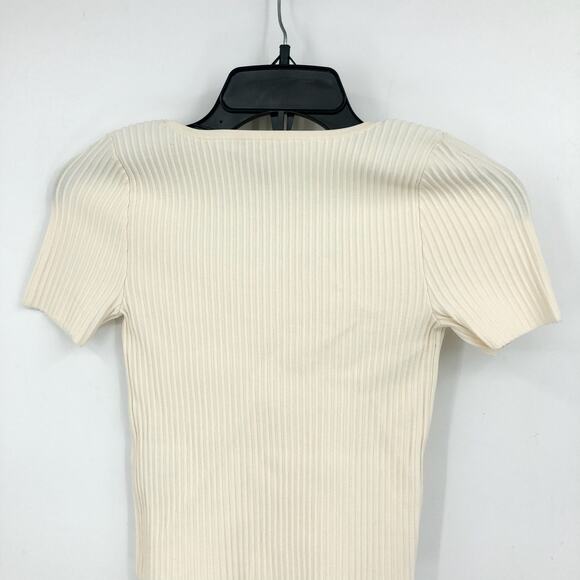 MADEWELL Womens Ottoman Crop Sweater Tee XXS Bright Ivory Short Sleeve Top NWT - Picture 5 of 8